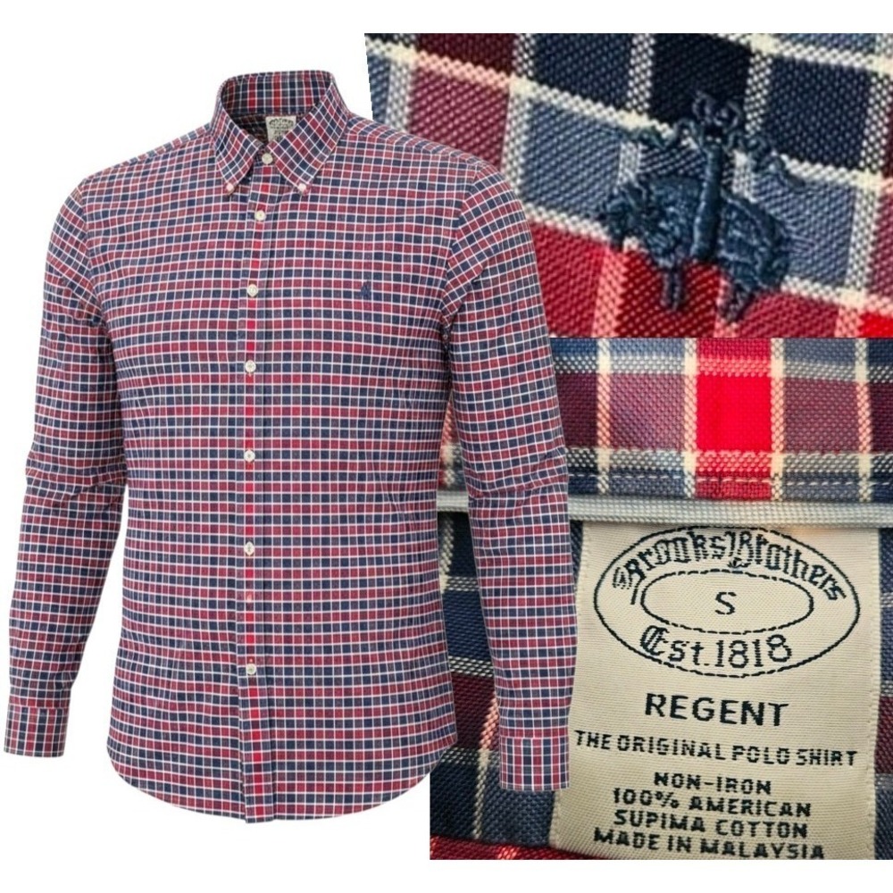 Brooks Brothers Regent Plaid Button Shirt Men's S Non Iron Supima Golden Fleece